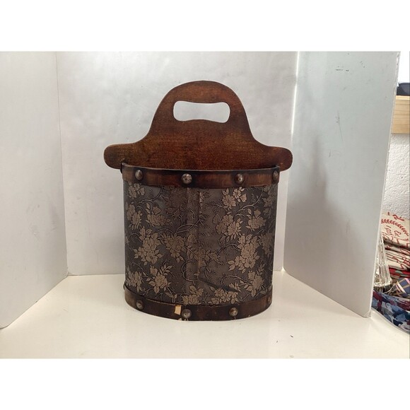 wooden magazine holder decorative floral stud accents 17”x14 1/4” - Picture 2 of 10